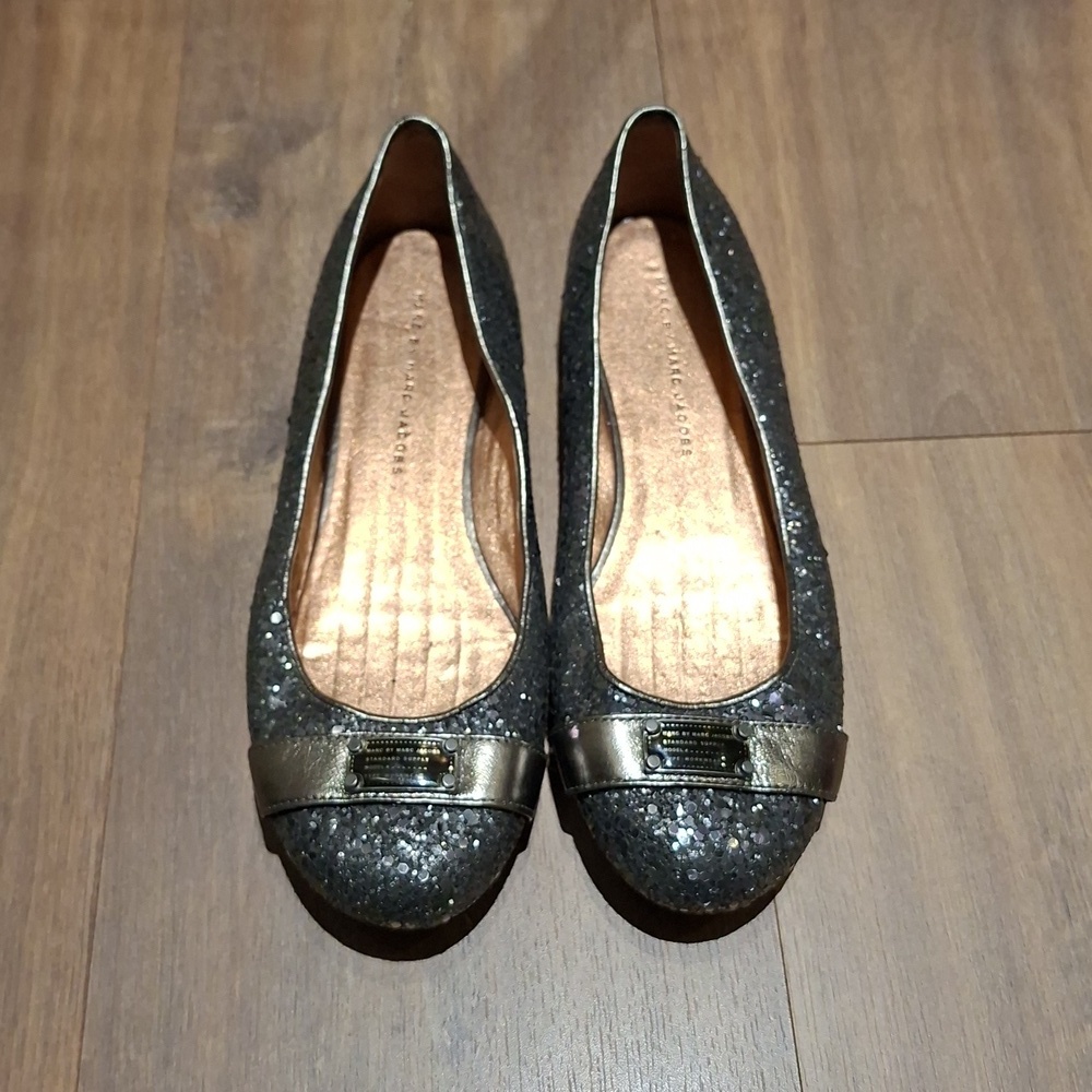 Marc by Marc Jacobs Women's Leather Glitter Ballet Flats (Size EU 38.5/US 8)